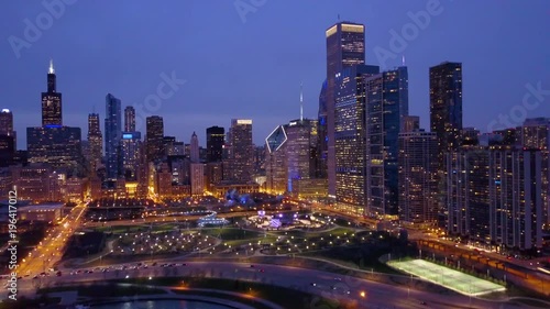 Wallpaper Mural Beautiful aerial shots of Chicago Illinois downtown city at night. Torontodigital.ca