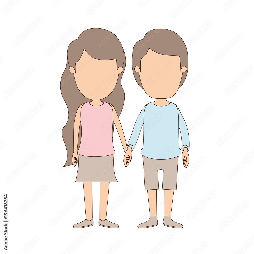 light color caricature faceless full body couple in casual clothing vector illustration