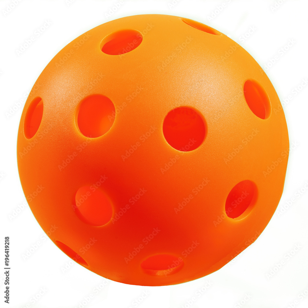 Orange Pickleball on White background. Orange Pickleball on White background.
