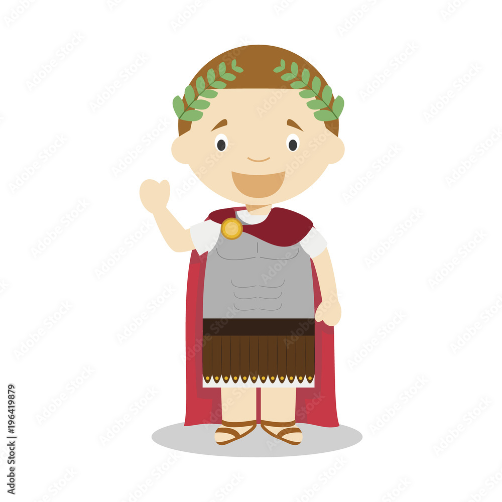 Julius Caesar cartoon character. Vector Illustration. Kids History