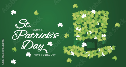 St Patricks Day clover hat green white greeting card