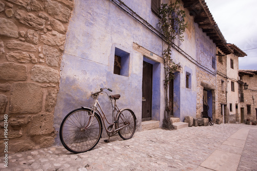 Valderrobres, Spain - March 10, 2018: Old bicycle in the street, from Valderrobres a village in the Matarranya district is one of the most beautiful cities of Teruel in Spain