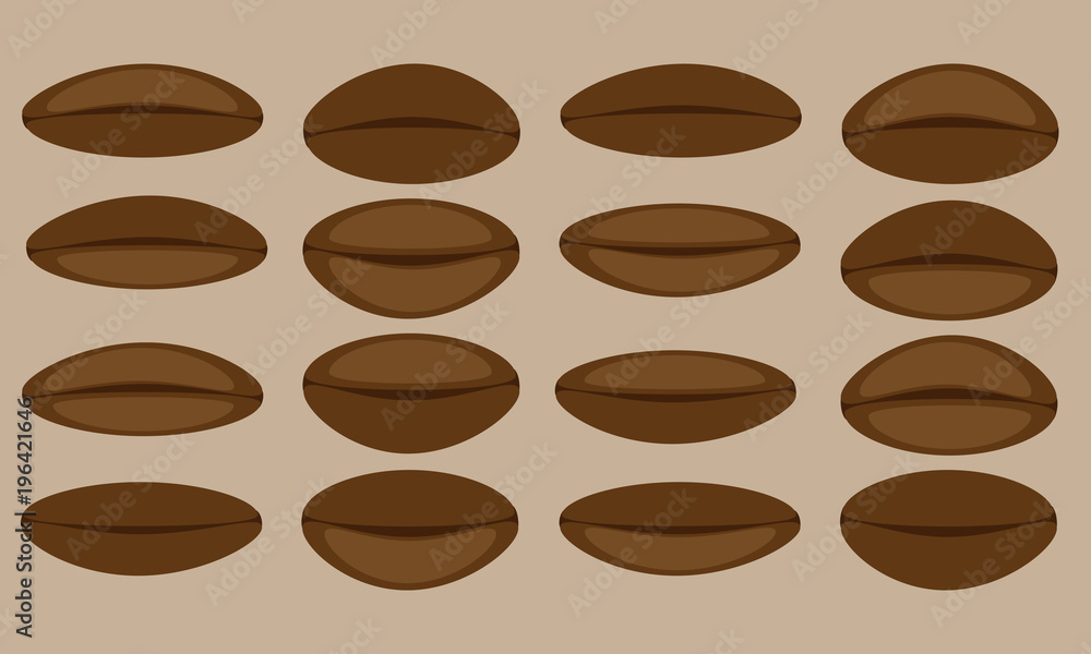 Obraz premium Coffee beans set vector illustration