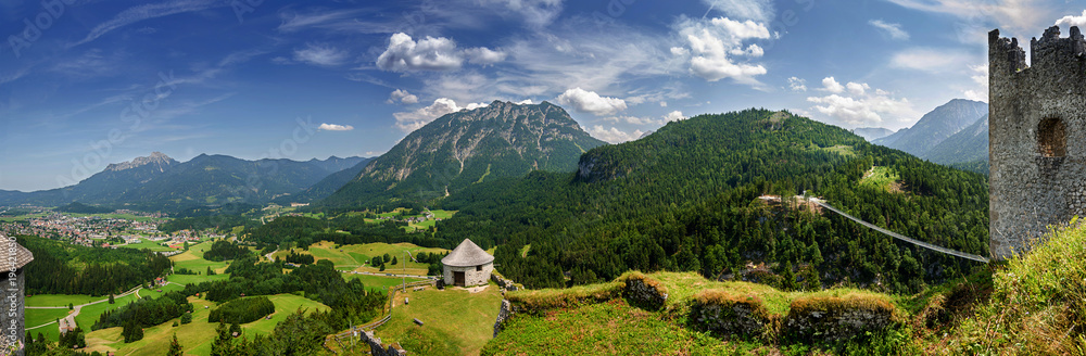 View from Ruine Ehrenberg to Reuthe in Tirol