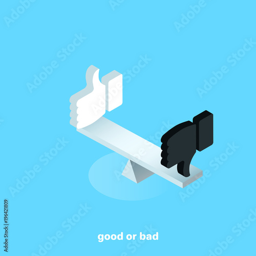 positive and negative voices on the scales, isometric image