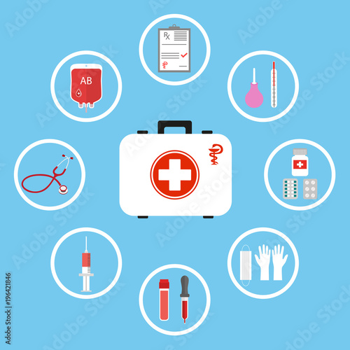kit first aid digital medicine design icons medicine on a blue background