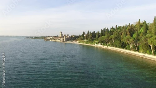 Wallpaper Mural erial view. The Scaliger Castle in Sirmione. Lake Garda, Italy. 4K. Torontodigital.ca