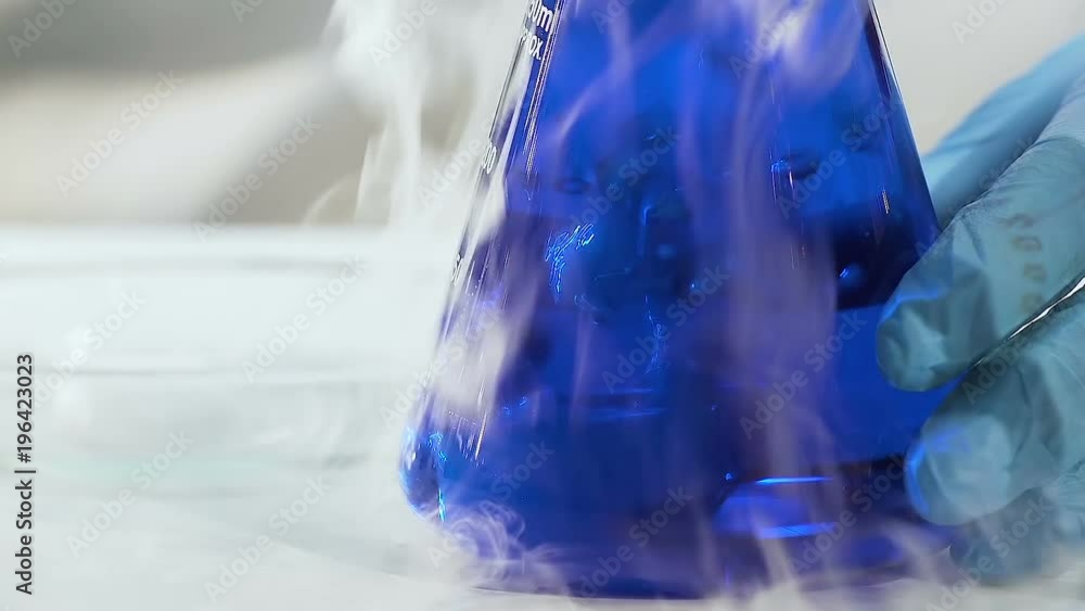 Impressive reaction of dry ice fuming in liquid, dissolving process in acid Impressive reaction of dry ice fuming in liquid, dissolving process in acid