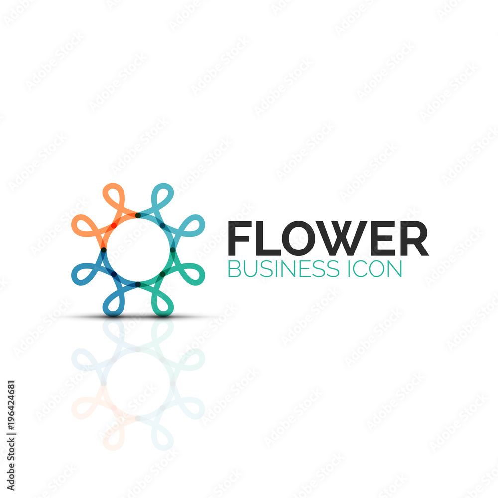 Abstract flower or star minimalistic linear icon, thin line geometric flat symbol for business icon design, abstract button or emblem Abstract flower or star minimalistic linear icon, thin line geometric flat symbol for business icon design, abstract button or emblem