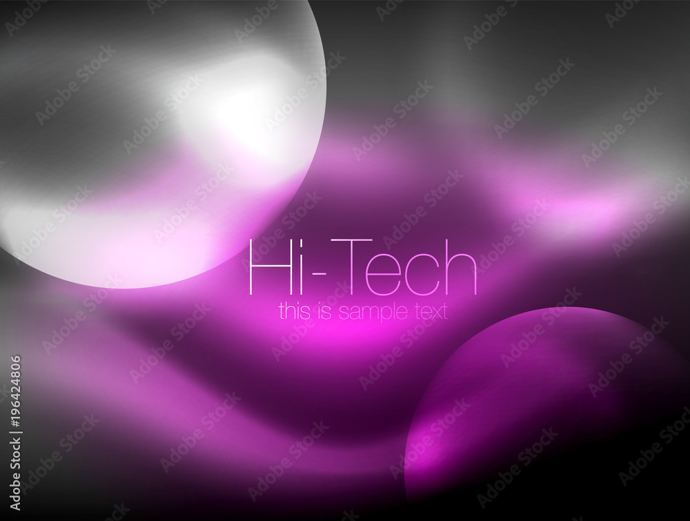 Blurred neon glowing circle, hi-tech modern bubble template, techno glowing glass round shapes or spheres. Geometric abstract background Blurred neon glowing circle, hi-tech modern bubble template, techno glowing glass round shapes or spheres. Geometric abstract background