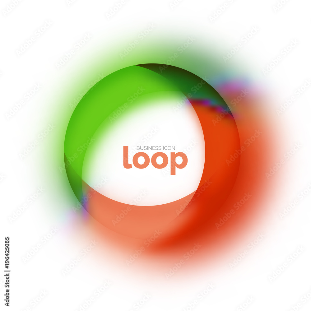 Loop circle business icon, created with glass transparent color shapes Loop circle business icon, created with glass transparent color shapes