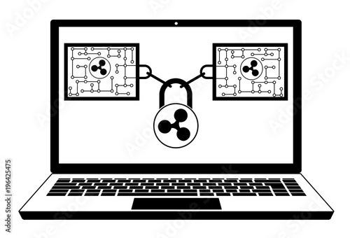 ripple block chain technology on a screen laptop 
