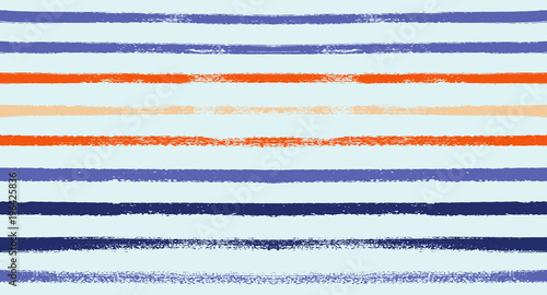 Summer Sailor Stripes Seamless Vector Pattern. Autumn Colors Textile Print in Orange, Purple, White, Yellow, Gray. Hipster Vintage Retro Stripes Design. Creative Horizontal Banner. Watercolor Prints