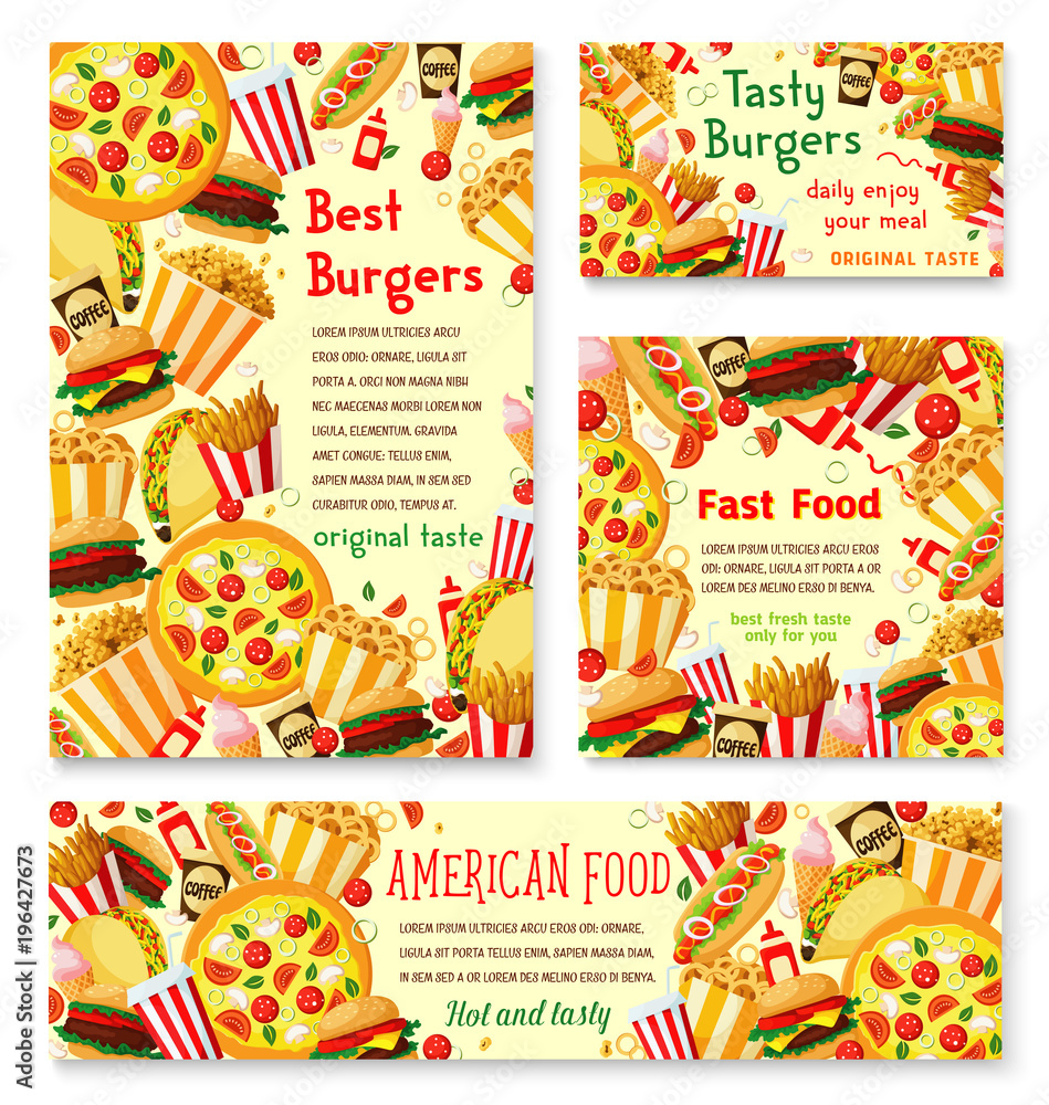 Vector fast food restaurant menu posters