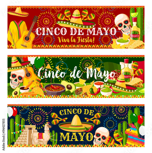 Mexican Cinco de Mayo vector fiesta banners