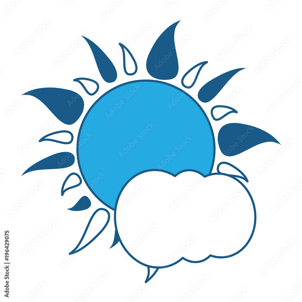 clouds and sun icon over white background, blue shading design. vector illustration clouds and sun icon over white background, blue shading design. vector illustration
