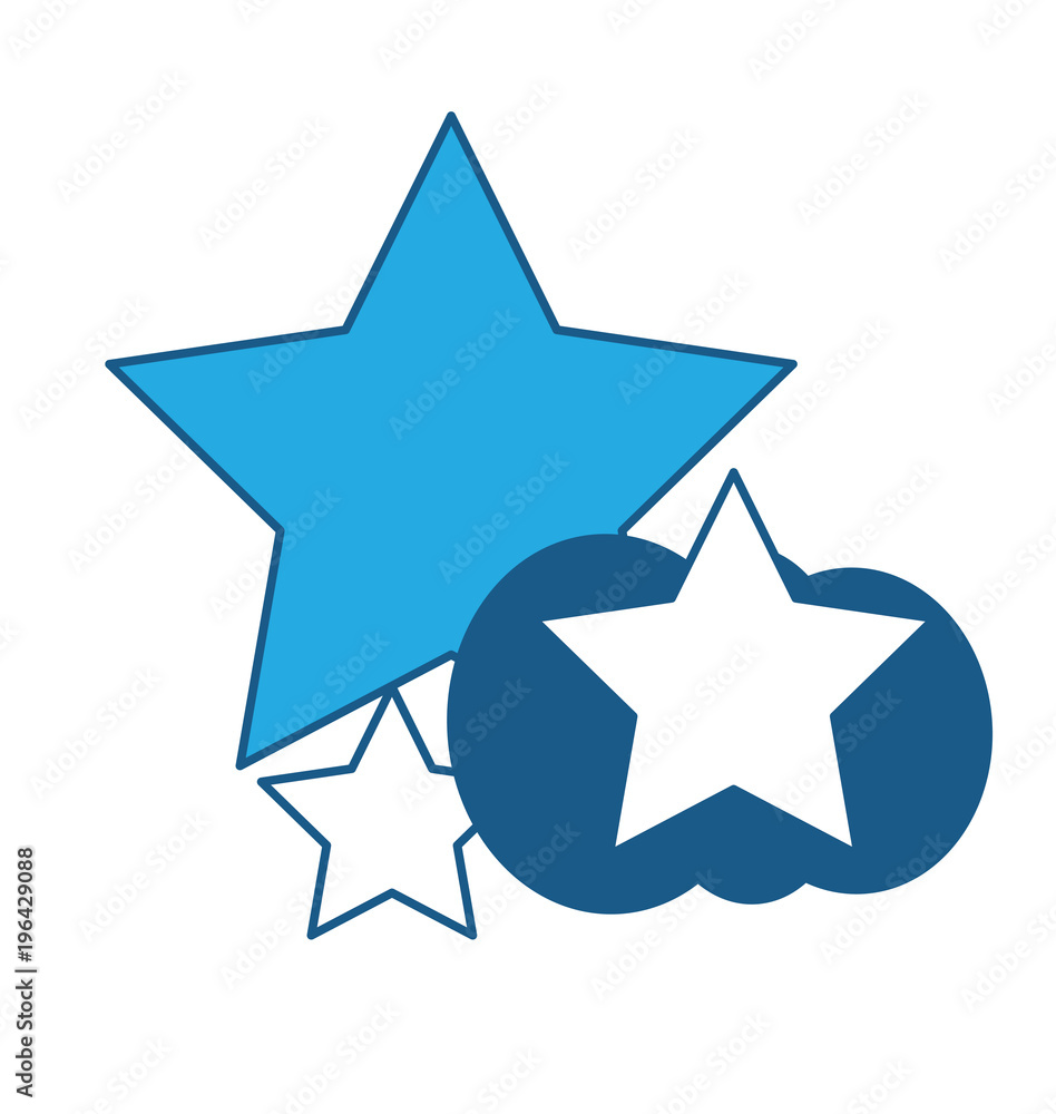 stars and cloud icon over white background, blue shading design.  vector illustration