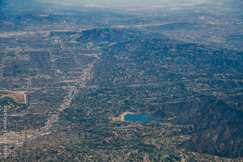 Aerial view of Encino Reservoir, Van Nuys, Sherman Oaks, North Hollywood, Studio City Aerial view of Encino Reservoir, Van Nuys, Sherman Oaks, North Hollywood, Studio City
