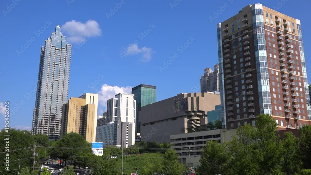 Nice establishing wide angle view across Atlanta, Georgia with offices and apartments. Nice establishing wide angle view across Atlanta, Georgia with offices and apartments.