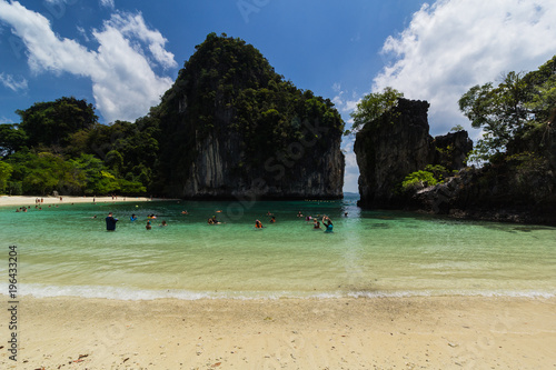 Attractions The island has white sand and clear sea water Krabi Thailand.
