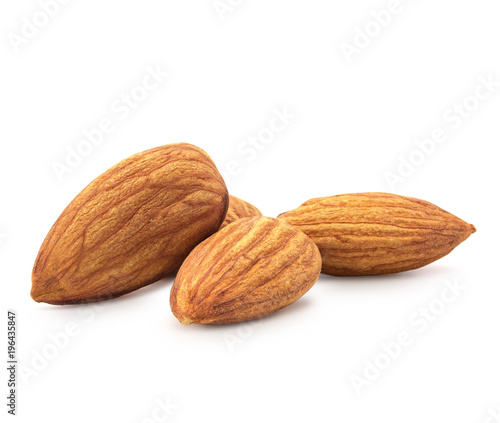 almonds isolated on a white background.