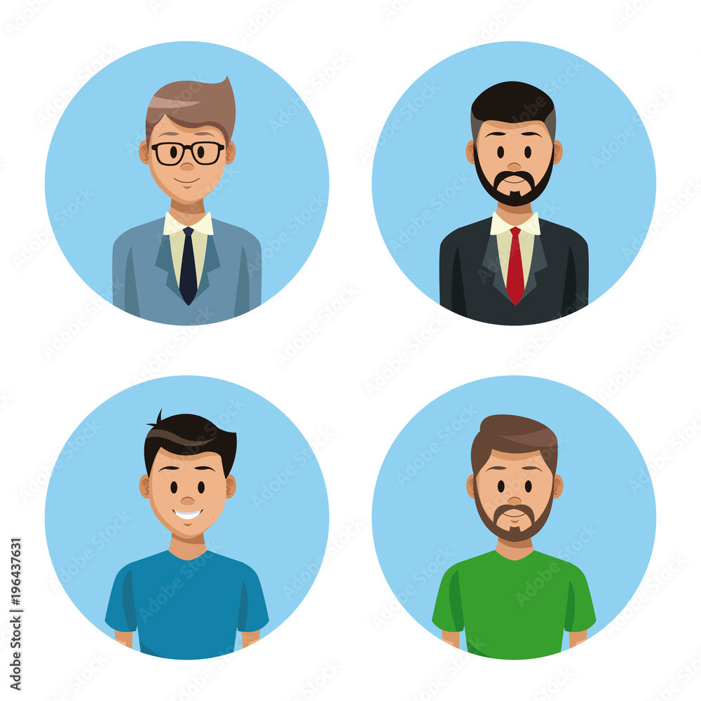 Young mens round icons vector illustration graphic design