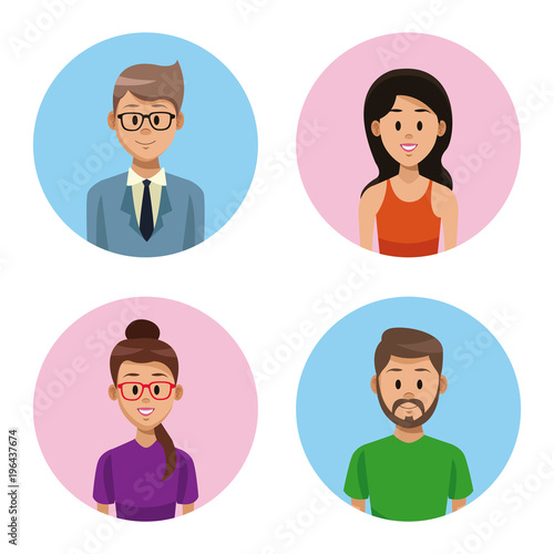 Young people round icons vector illustration graphic design