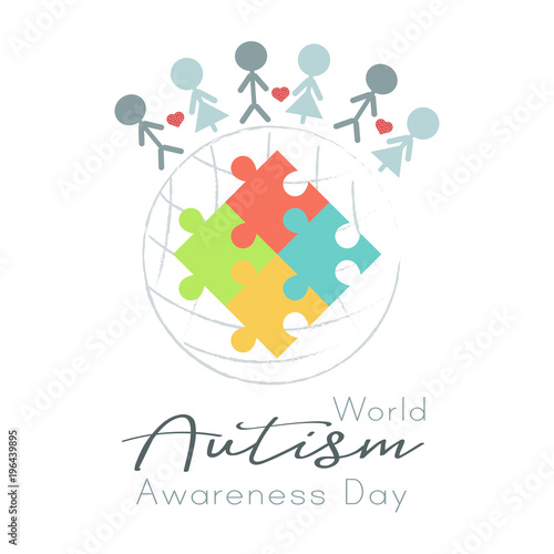 Puzzle world and people, World Autism Awareness day