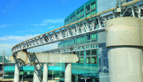 Railway connection shuttle in modern airport photo