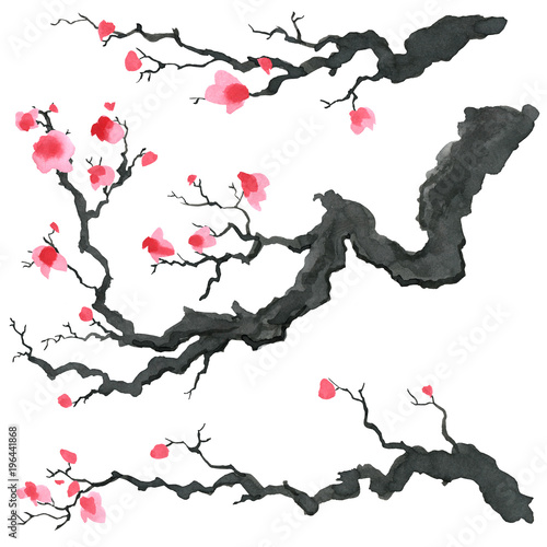 Plakat chiny sztuka ogród roślina zen