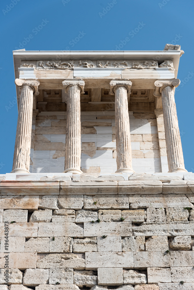 Fototapeta premium View of the restored Ionic style Temple of Athena Nike (winged victory) on the Acropolis
