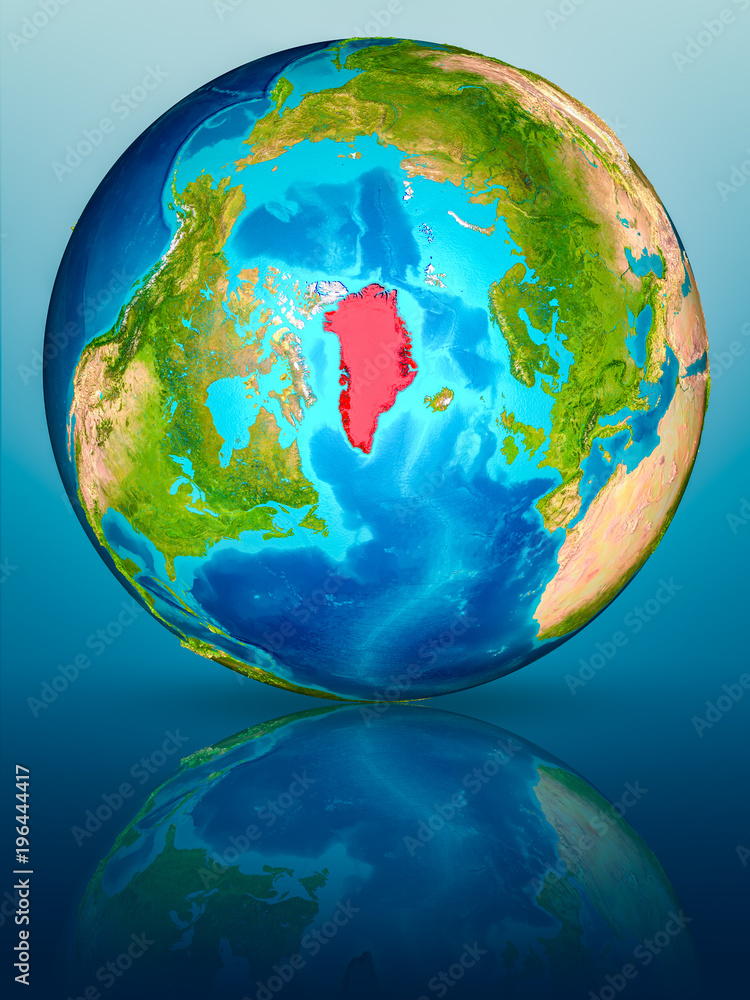 Fototapeta premium Greenland on Earth on reflective surface