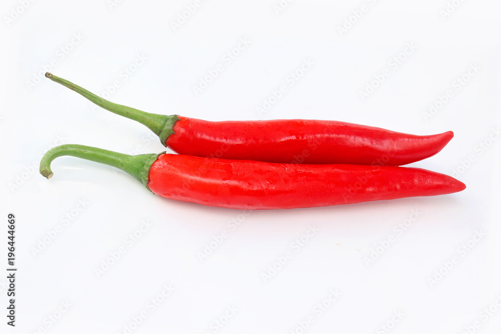Red chilli on white