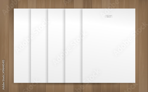 White paper sheet on wood pattern and texture background. Vector illustration.