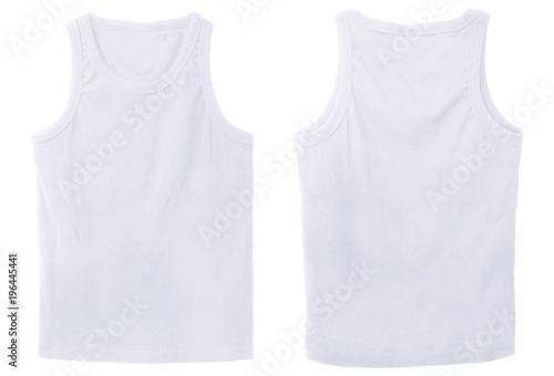 Blank tank top color white front and back view on white background