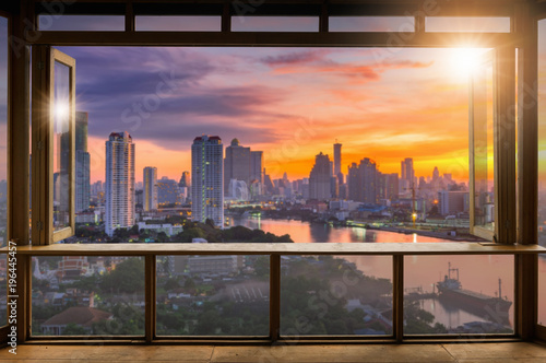 Фототапет Cafe with city view.