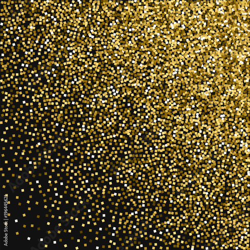 Gold glitter. Random gradient scatter with gold glitter on black background. Exceptional Vector illustration.