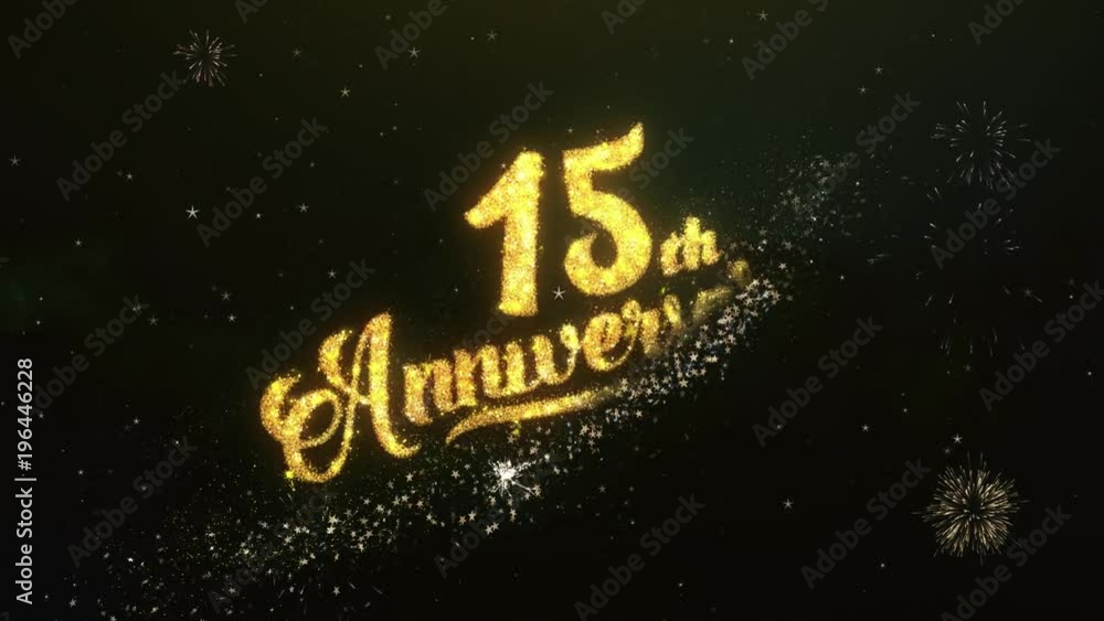 Video Stock 15th Anniversary Text Greeting and Wishes card Made from