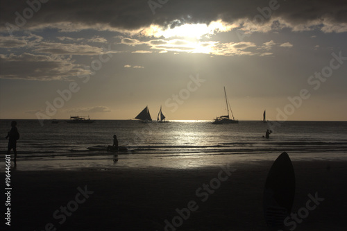 sunset on the island Borakay Filippiny photo