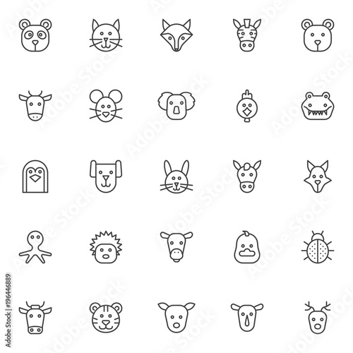 Canvas Print Animals outline icons set