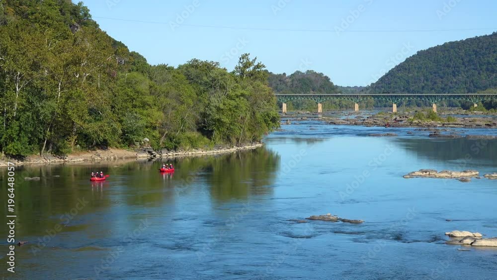 River rafting at the confluence of the Potomac and Shenandoah Rivers at Harpers Ferry, West Virginia.