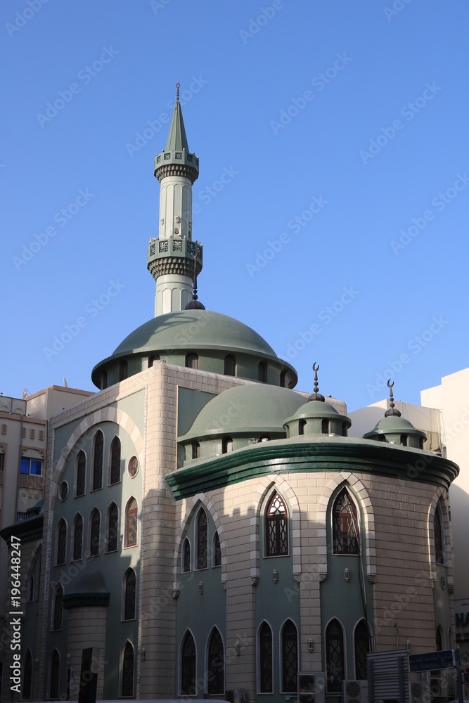 Mosque is the beautiful example of Islamic architecture. Mosque in Dubai, United Arab Emirates.