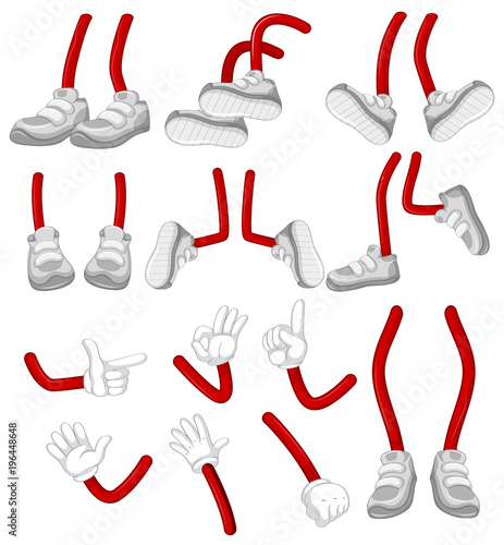Different positions of legs and hands