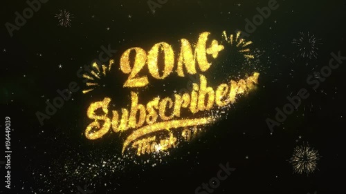 Wallpaper Mural 20M+ Subscribers Text Greeting and Wishes card Made from Glitter Particles and Sparklers Light Dark Night Sky With Colorful Firework 4k Background. Torontodigital.ca