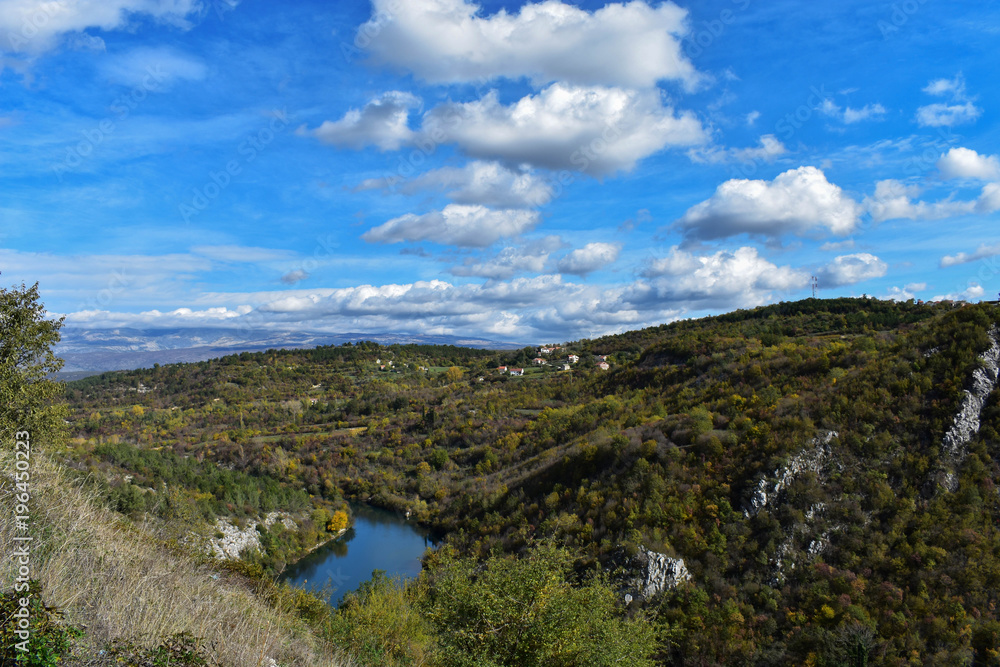 Beautiful view at canyon river Cetina in Croatia