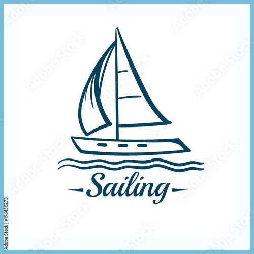 Sailing Badge With Sailboat