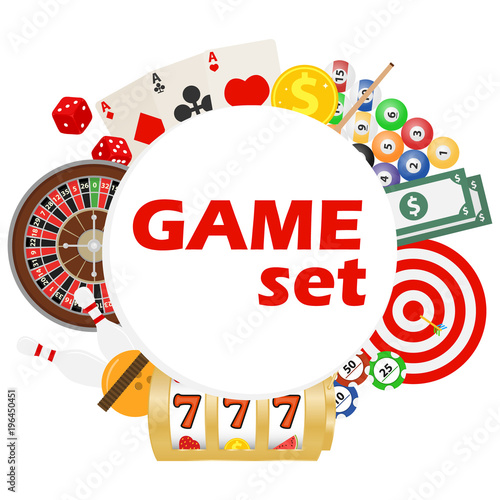 Game set. The concept of gambling. Playing for money.