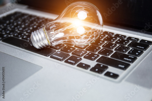 Light bulb on the laptop
