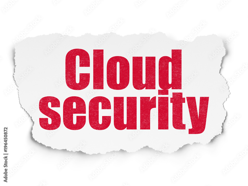 Safety concept: Painted red text Cloud Security on Torn Paper background with Scheme Of Binary Code