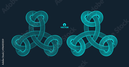 3D Connection Structure. Futuristic Technology Style. Abstract Design. Lattice Geometric Element. Vector Illustration.